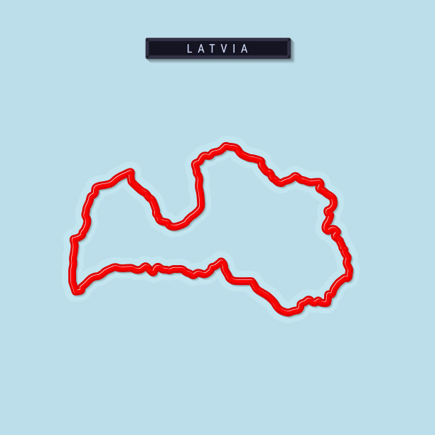 拉脱维亚醒目的轮廓地图。矢量图图片下载