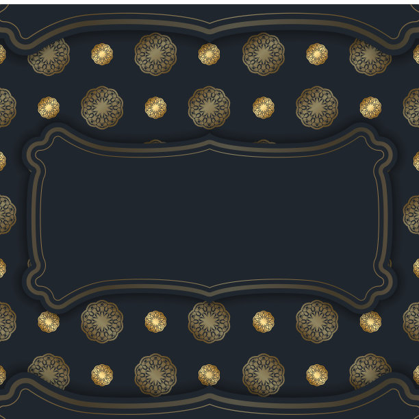 祝贺小册子，黑色与印度黄金图案为您的品牌。图片下载