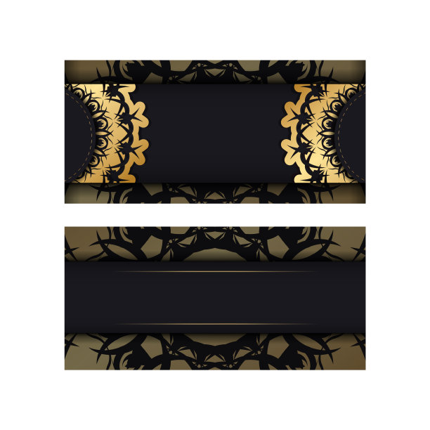 祝贺传单在黑色与古董黄金图案祝贺你。图片下载