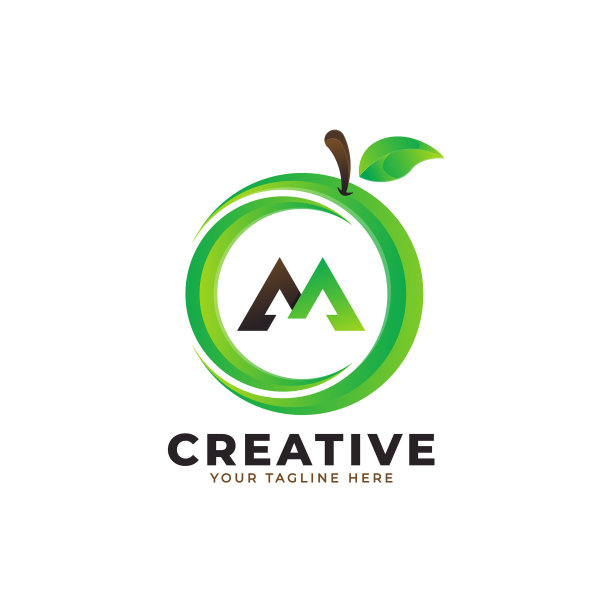 字母m的标志在新鲜的橙色水果与现代图片下载