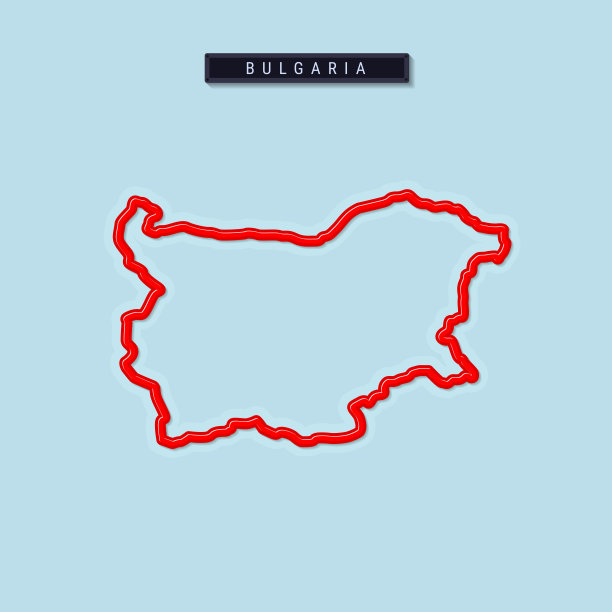 保加利亚粗体轮廓地图。矢量图图片下载