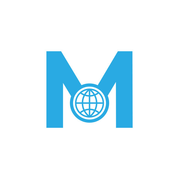 首字母m地球仪标志设计模板图片下载