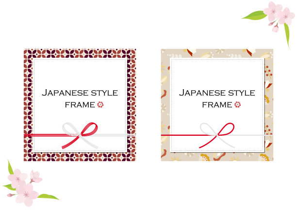 现代日本图案框架插图集(白色背景，矢量，剪切)图片下载