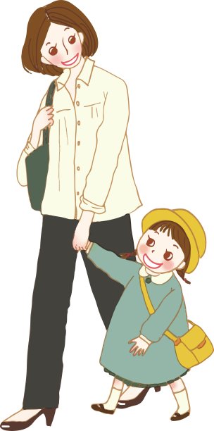 父母和孩子们手牵着手走路。图片下载