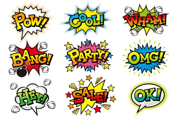 美国漫画风格的气球材料图片下载