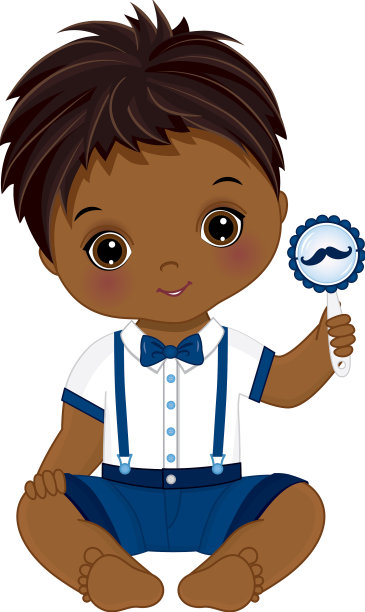 可爱的非裔美国小个子男人拿着拨浪鼓图片下载