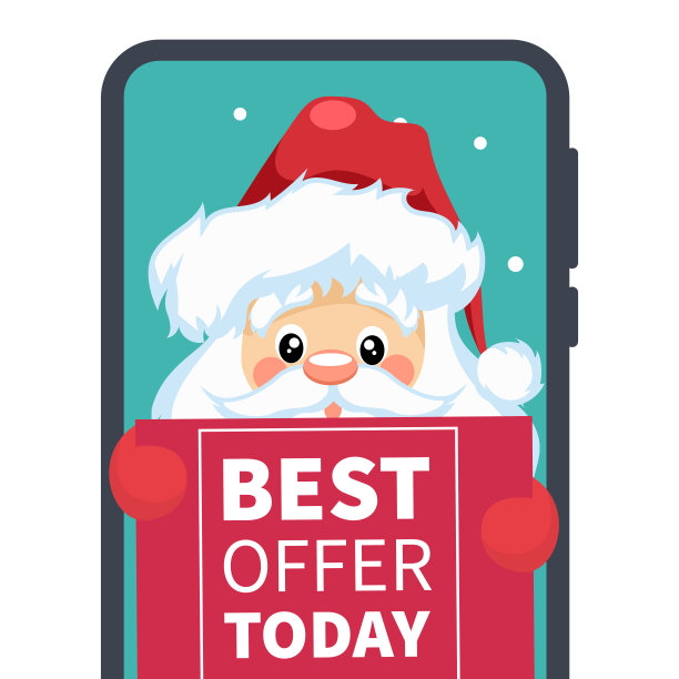 圣诞老人设计手机与销售海报图片下载