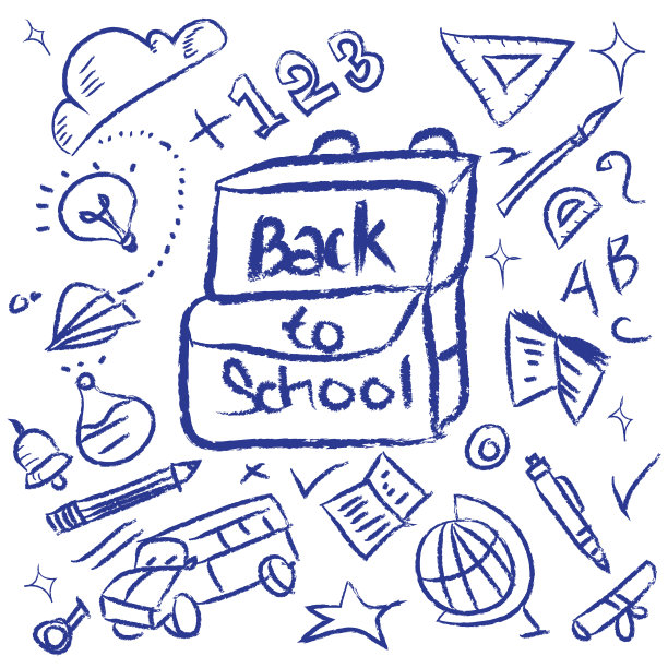 涂鸦回到学校图标集手绘概念图片下载