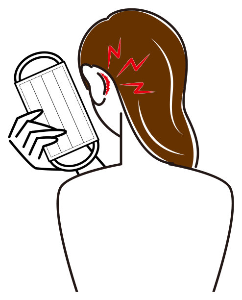 因戴口罩耳后受损而疼痛的妇女。图片下载