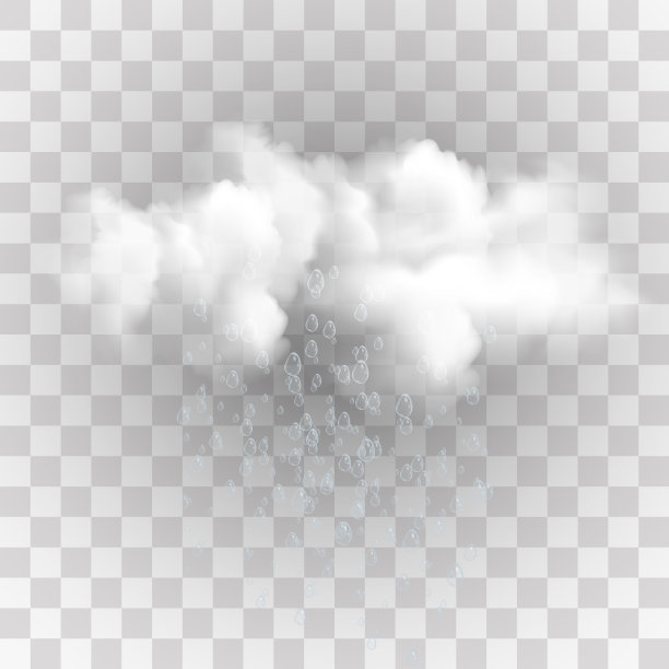 雨和白云隔绝在透明的背景上。向量图片下载