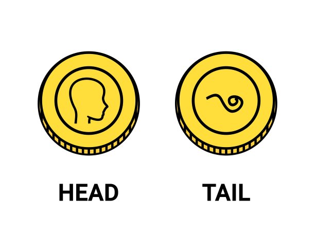 一套正面和反面硬币。抛硬币来做出改变，然后决定。图片下载