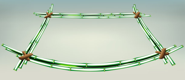 轮廓用绿色竹子制成的抽象框架，设计元素图片下载