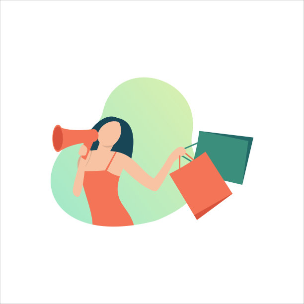 扁平人物快乐购物女性概念插画图片下载