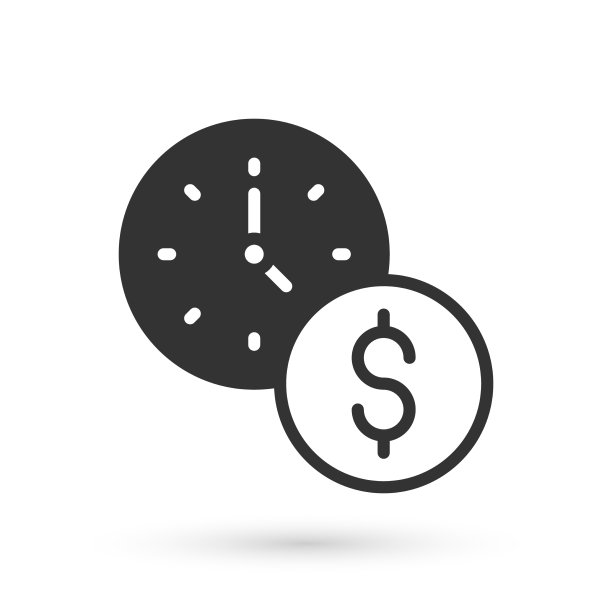 灰色的时间是金钱icon孤立在白色上图片下载