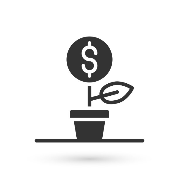 灰色美元植物图标孤立在白色图片下载