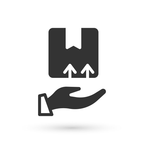 灰色的快递手和纸板箱图标图片下载