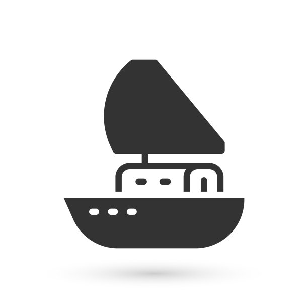 灰色游艇、帆船或孤立的帆船图标图片下载