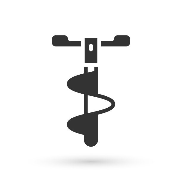 灰色手冰钻冬季钓鱼图标图片下载