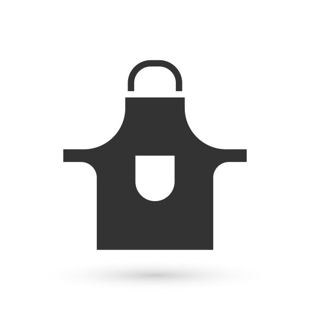 灰色的厨房围裙图标孤立在白色上图片下载
