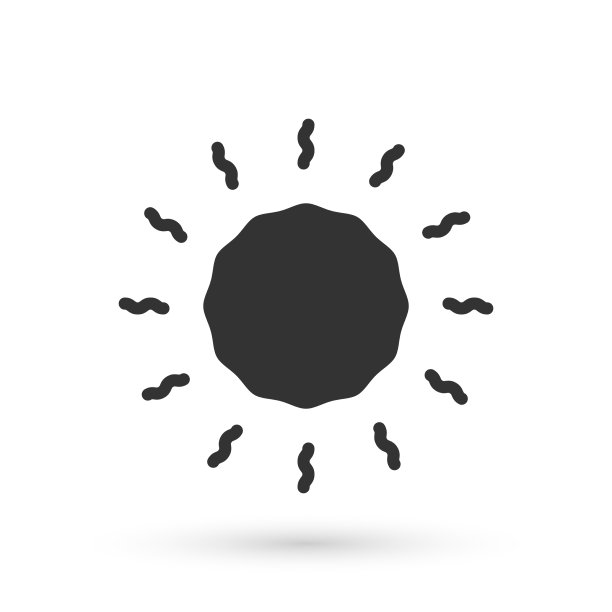 灰色的太阳图标孤立在白色的背景图片下载