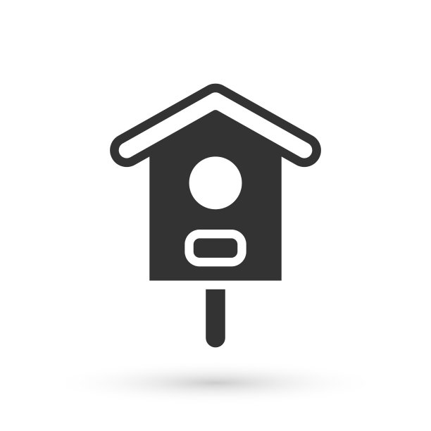 灰色的鸟房子图标孤立在白色的背景图片下载