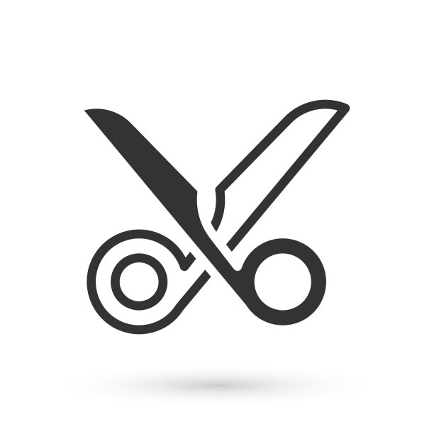 灰色剪刀图标孤立在白色背景图片下载