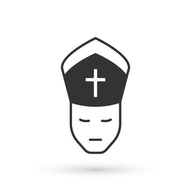 灰色教皇图标孤立在白色背景上的教皇图片下载