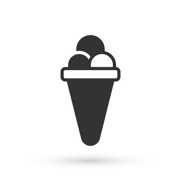 灰色冰淇淋在华夫饼筒图标孤立上图片下载