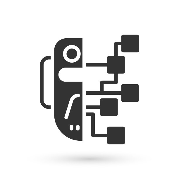 灰色的人形机器人图标隔离在白色上图片下载