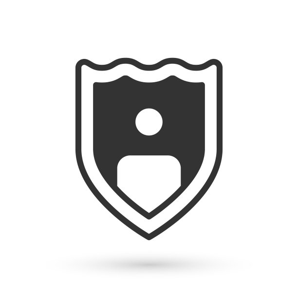 灰色人寿保险与盾图标隔离上图片下载