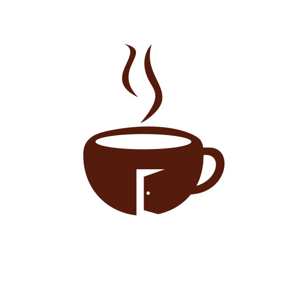 咖啡杯和入口门的图标符号。咖啡店矢量符号设计。图片下载