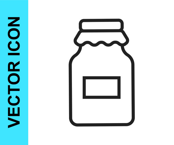 黑线罐蜂蜜图标隔离在白色图片下载
