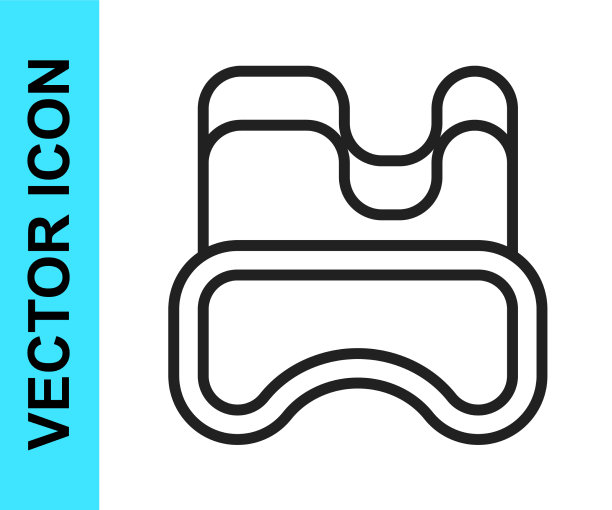 黑色线潜水面具图标隔离在白色图片下载