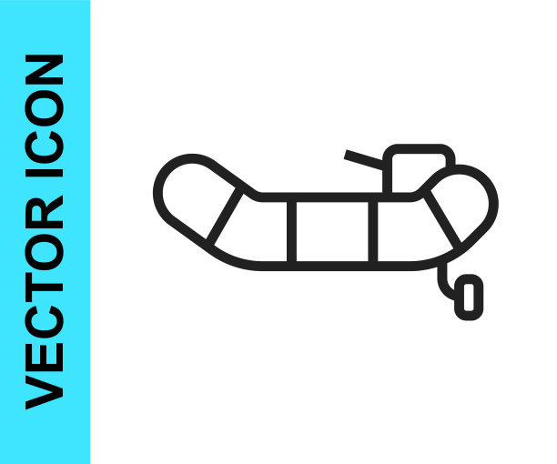 带舷外马达的黑线充气艇图片下载