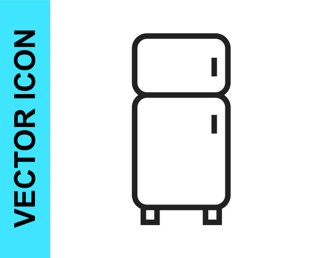 黑线冰箱图标隔离在白色上图片下载