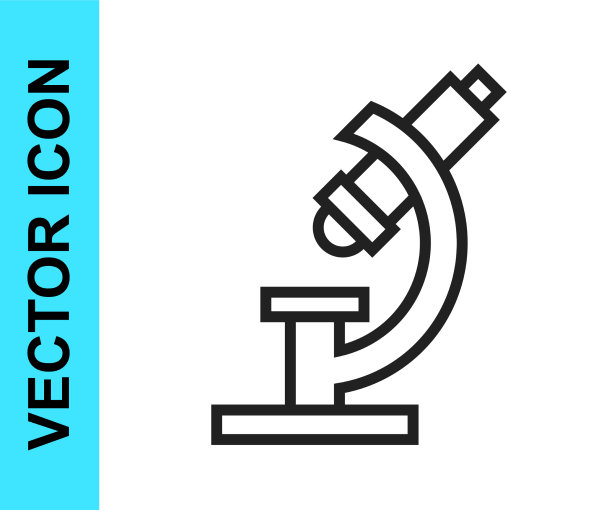 黑色线显微镜图标隔离在白色图片下载