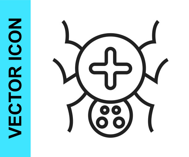 黑线蜘蛛图标孤立在白色上图片下载