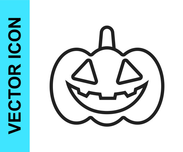 黑线南瓜图标孤立在白色上图片下载