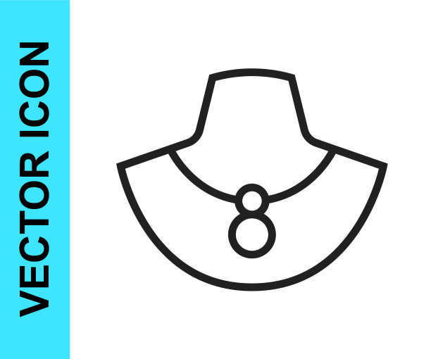 黑线项链上的人体模特图标孤立上图片下载