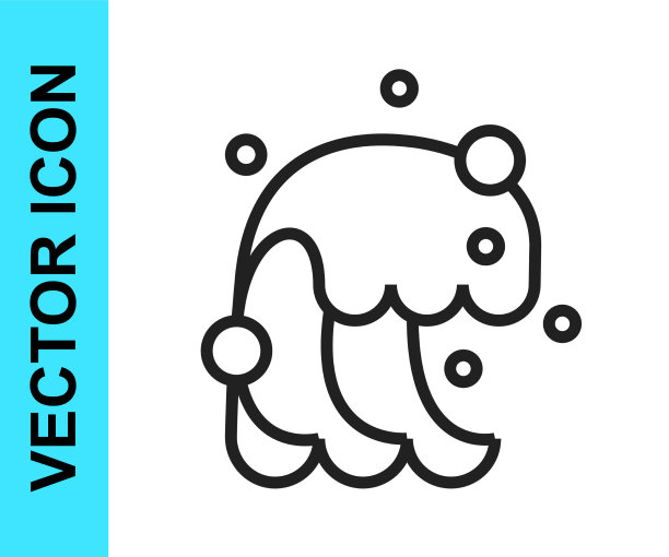 黑色线海啸图标孤立在白色图片下载