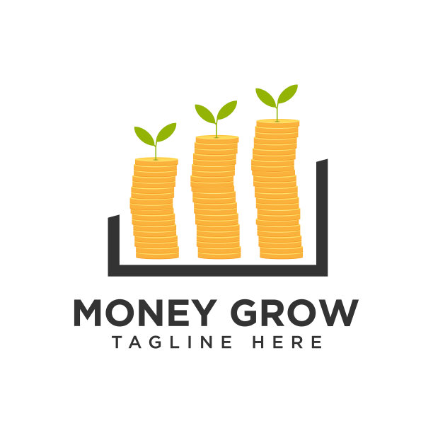 硬币叶子发芽钱成长投资标志图标图片下载