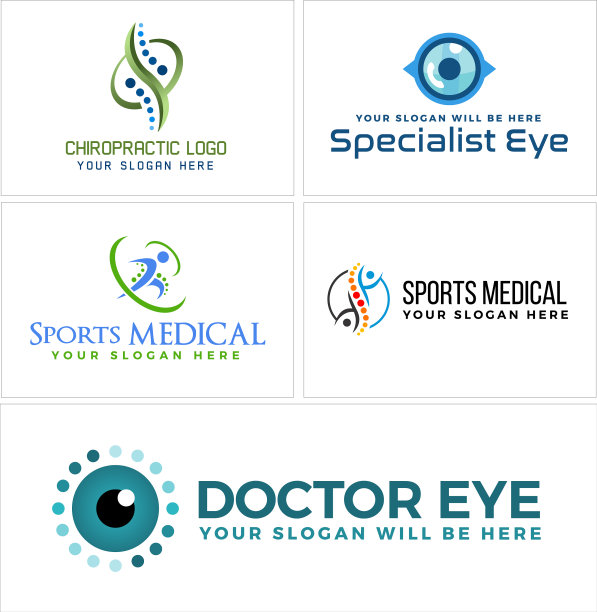 眼科专家捏脊医疗标志设计图片下载