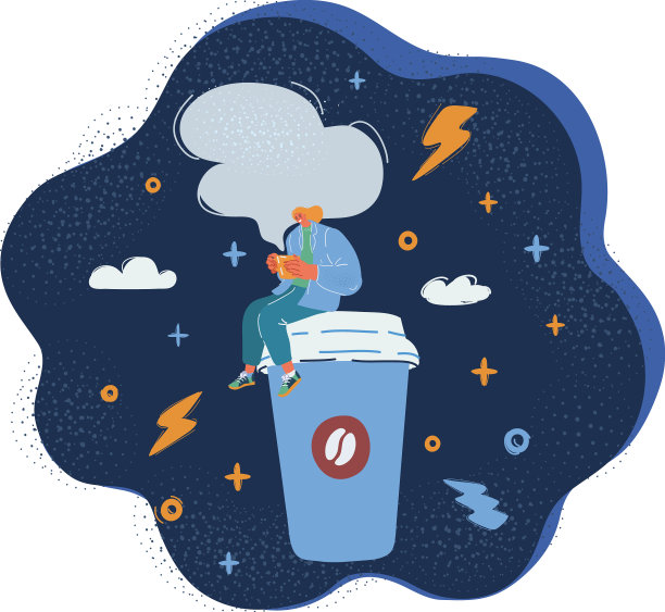 一个女人坐在咖啡杯旁图片下载