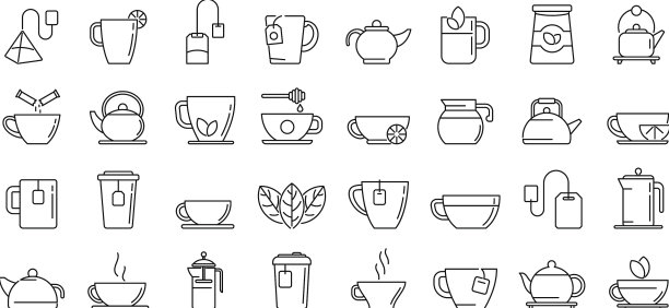 茶图标集饮料轮廓图片下载