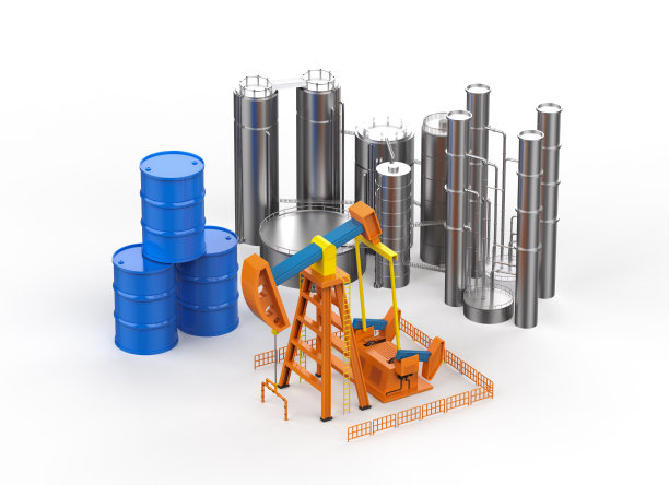 原油泵和炼油厂的石油工业概念图片下载