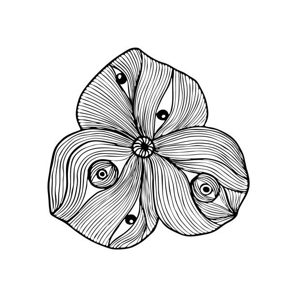 神秘魔术花涂鸦手画黑色图片下载