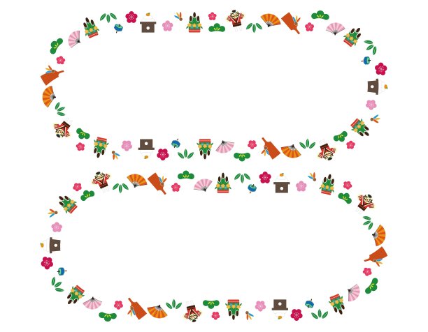 一个可爱的日本风格的框架，由新年装饰/插图材料制成(矢量插图)图片下载