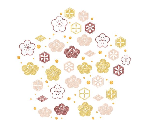 日式花卉图案装饰手绘/插图材料(矢量插图)图片下载