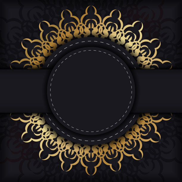 明信片模板黑色与金色图片下载
