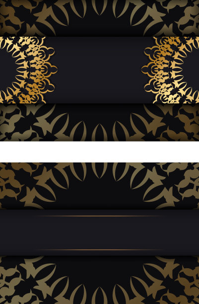黑色小册子模板与金色豪华图片下载